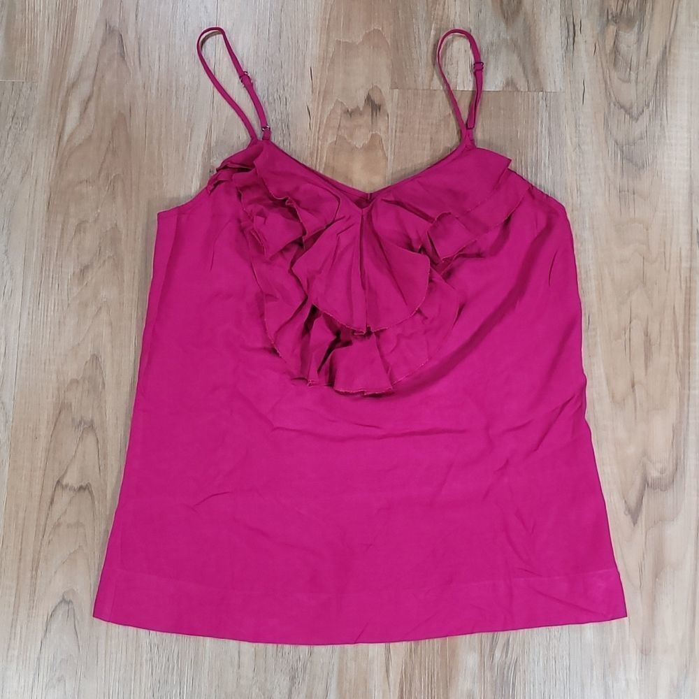 💜Mossimo Fuchsia Ruffled Chest Sleeveless Top Small - Picture 2 of 8